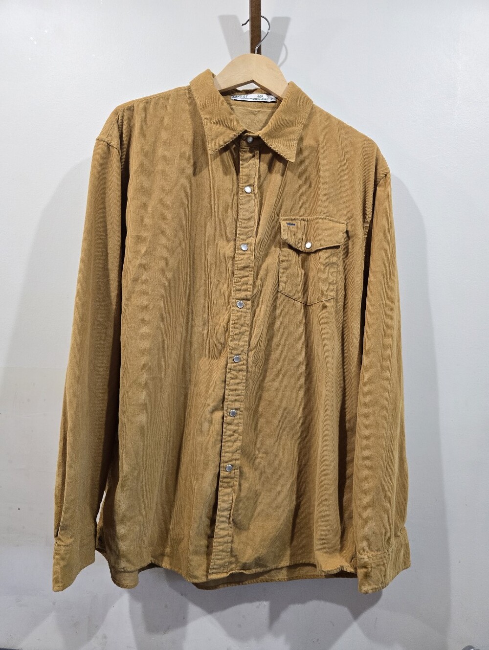 Criquet Men's XXL Camel Corduroy Pearl Snap Western Shirt 100% Cotton